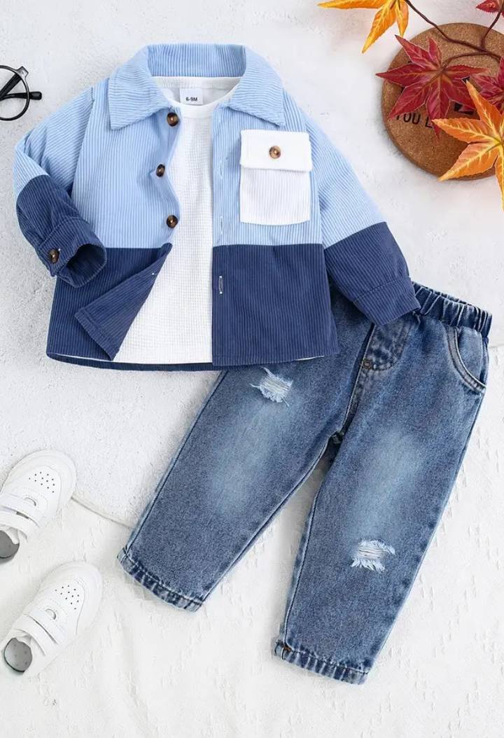 Ensemble Décontracté Garçon — Chemise, T-shirt et Jean