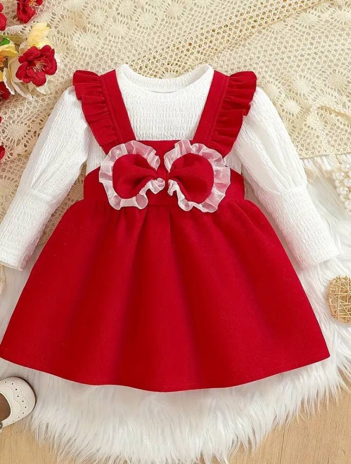 Robe Salopette Rouge pour Fille